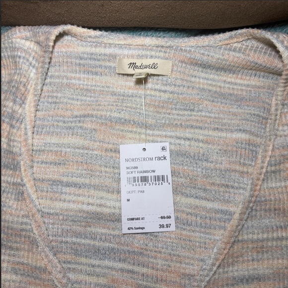 Madewell Space Dye Faux Wrap Top Color Soft Rainbow Size Medium NEW With Tags - Picture 5 of 7